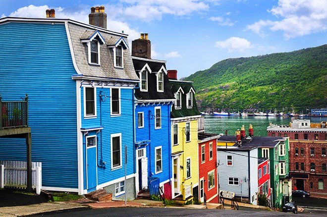Colourful row houses in downtown St. John's, Newfoundland